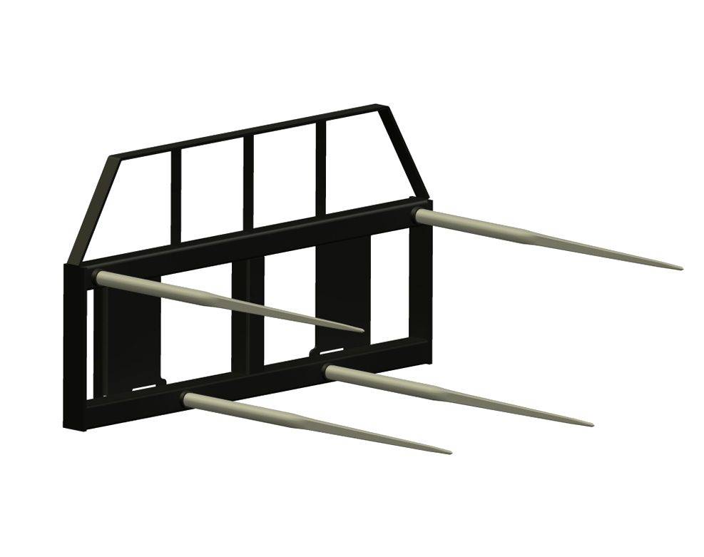 Skid Steer Kubota Two Bale Mover with four 49″ super penetrating spears